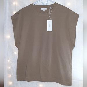 Vince Crew Neck Muscle Tee, Size Large, Tan Color